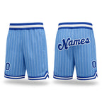 Custom Light Blue White Pinstripe Royal-White Authentic Basketball Shorts