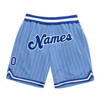 Custom Light Blue White Pinstripe Royal-White Authentic Basketball Shorts photo 1