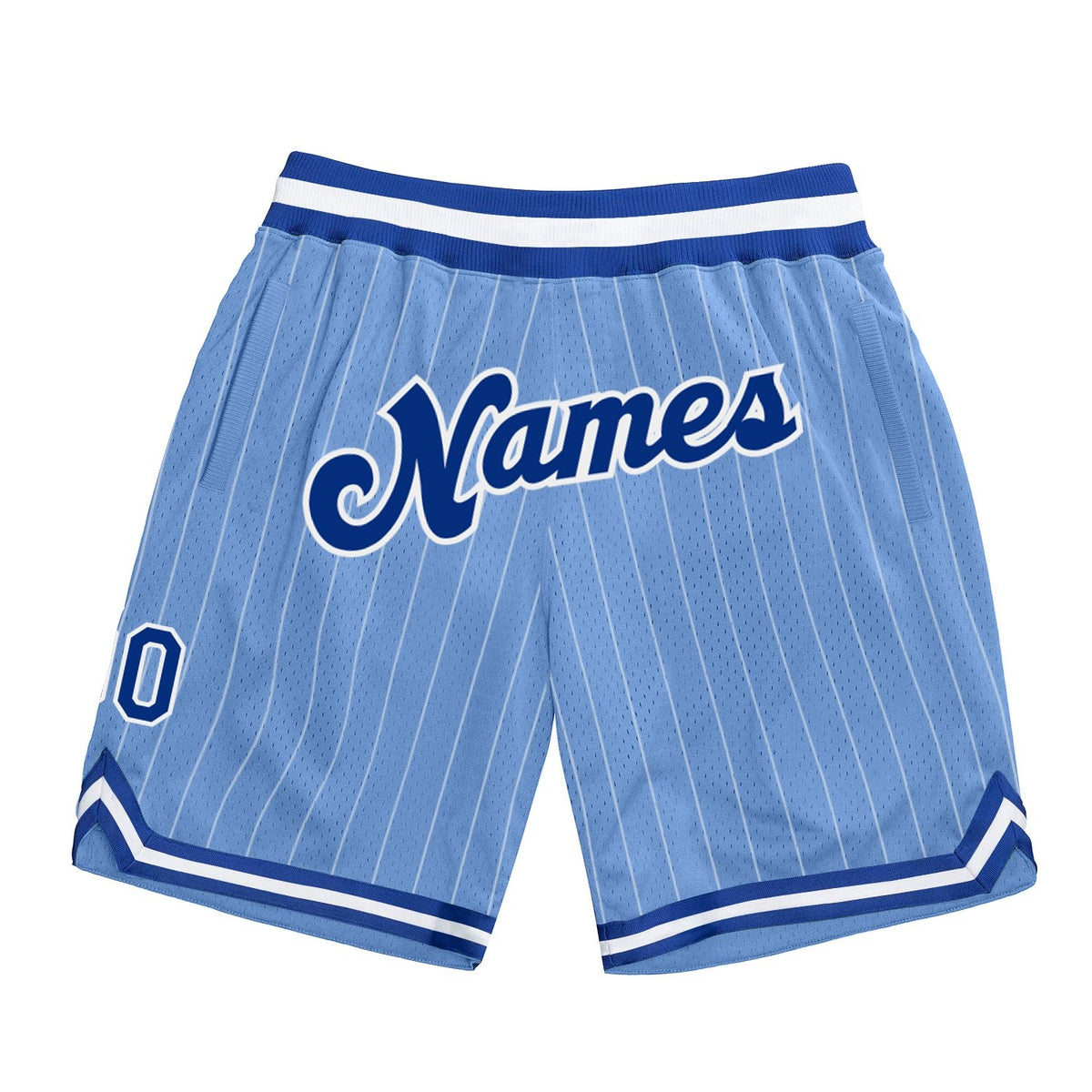 Custom Light Blue White Pinstripe Royal-White Authentic Basketball Shorts photo 1