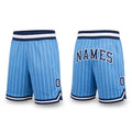 Custom Light Blue White Pinstripe Navy-White Authentic Basketball Shorts