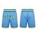 Custom Light Blue White Pinstripe Kelly Green-White Authentic Basketball Shorts
