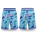 Custom Light Blue White-Royal 3D Pattern Design Palm Trees Authentic Basketball Shorts