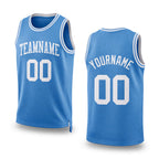 Custom Light Blue White Authentic Throwback Basketball Jersey