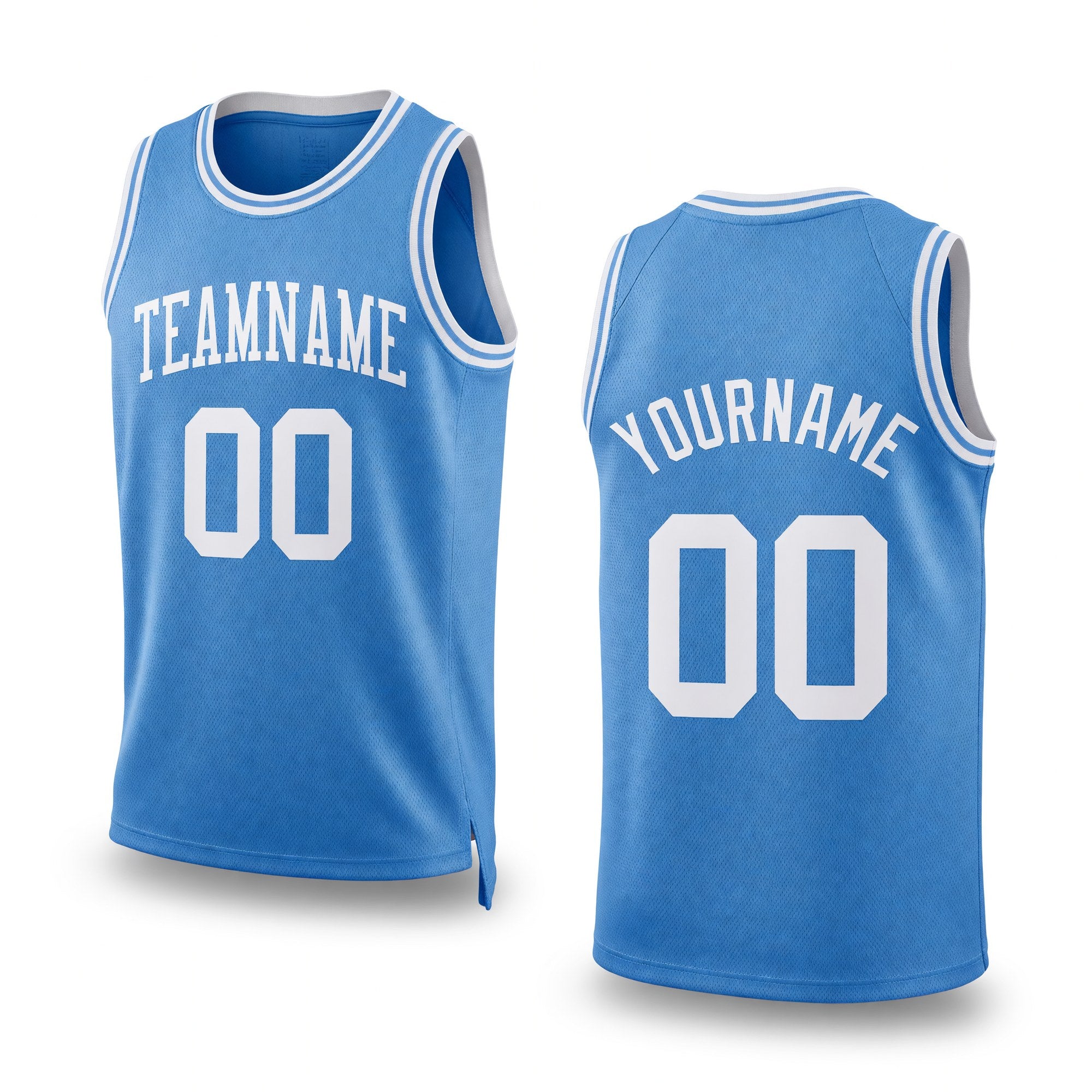Custom Light Blue White Authentic Throwback Basketball Jersey