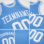 Custom Light Blue White Authentic Throwback Basketball Jersey detail