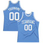 Custom Light Blue White Authentic Throwback Basketball Jersey photo 1