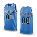 Custom Light Blue Black-White Authentic Throwback Basketball Jersey