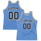 Custom Light Blue Black-White Authentic Throwback Basketball Jersey photo 1