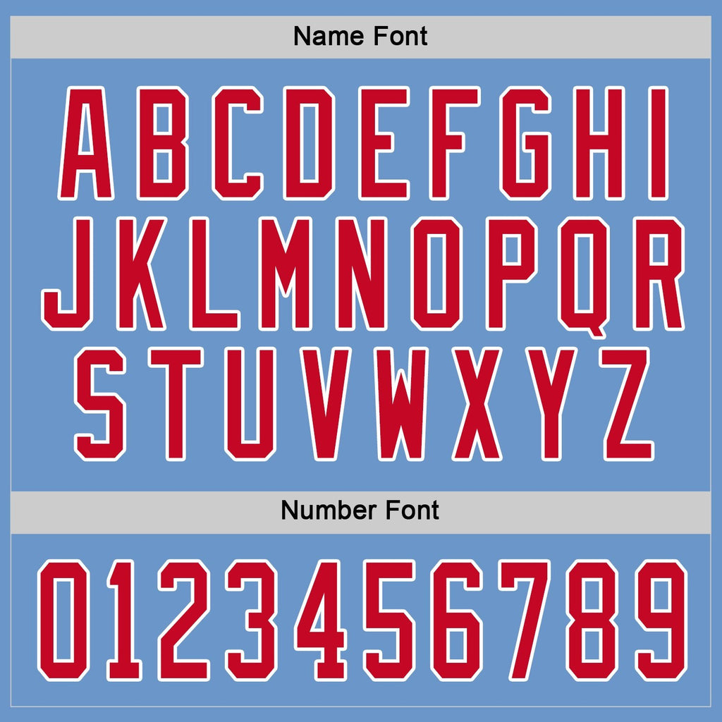 Custom Light Blue Red-White Hockey Jersey photo 3