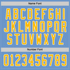 Custom Light Blue Gold-White Hockey Jersey photo 3