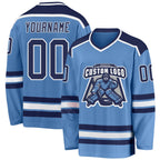 Custom Light Blue Navy-White Hockey Jersey photo 1