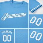 Custom Light Blue White Performance T-Shirt detail