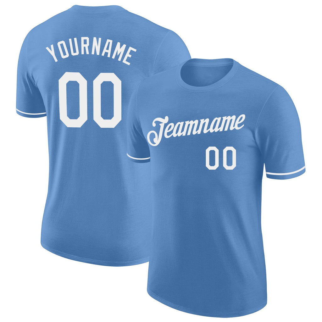 Custom Light Blue White Performance T-Shirt photo 1