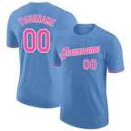 Custom Light Blue Pink-White Performance T-Shirt photo 1