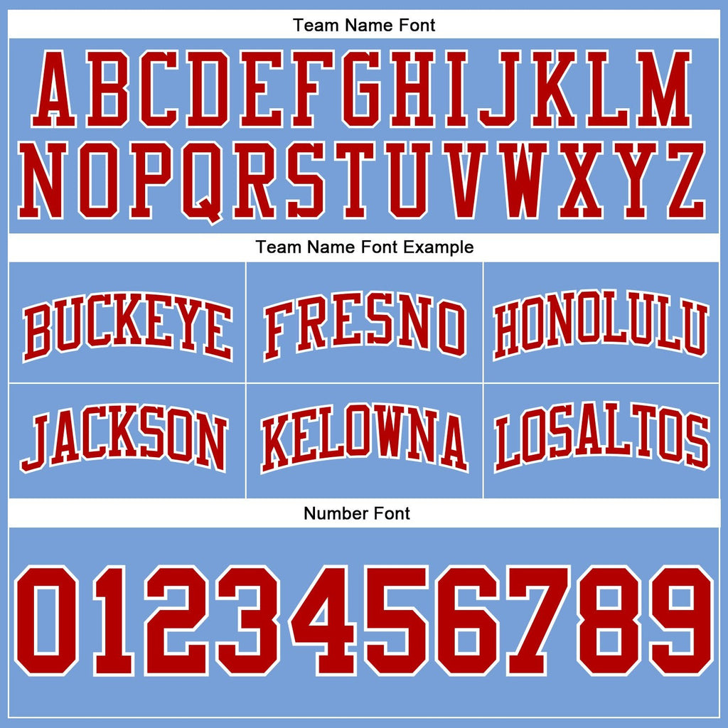 Custom Light Blue Red-White Authentic Throwback Basketball Shorts photo 2