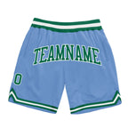 Custom Light Blue Kelly Green-White Authentic Throwback Basketball Shorts photo 1