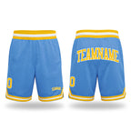 Custom Light Blue Gold-White Authentic Throwback Basketball Shorts