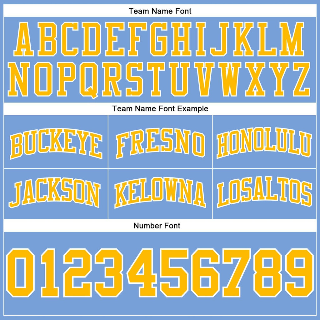 Custom Light Blue Gold-White Authentic Throwback Basketball Shorts photo 2