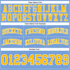 Custom Light Blue Gold-White Authentic Throwback Basketball Shorts photo 2