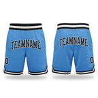 Custom Light Blue Black-White Authentic Throwback Basketball Shorts