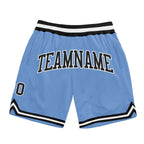 Custom Light Blue Black-White Authentic Throwback Basketball Shorts photo 1