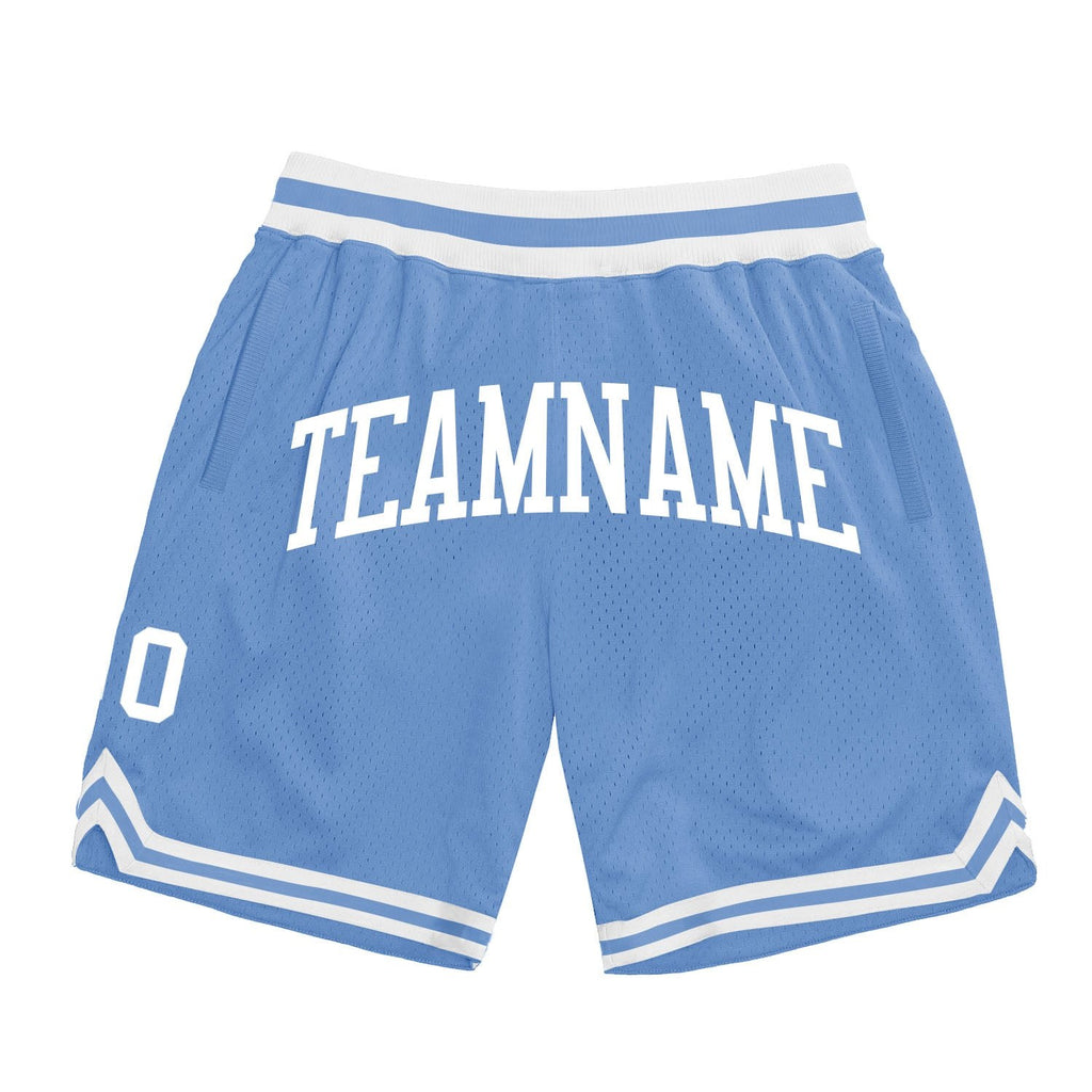 Custom Light Blue White Authentic Throwback Basketball Shorts photo 1