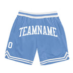 Custom Light Blue White Authentic Throwback Basketball Shorts photo 1