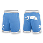 Custom Light Blue White-Gray Authentic Throwback Basketball Shorts