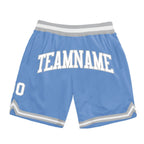 Custom Light Blue White-Gray Authentic Throwback Basketball Shorts photo 1