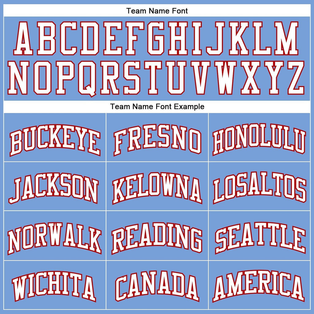 Custom Light Blue White-Red Authentic Throwback Basketball Jersey photo 2