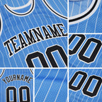 Custom Light Blue White Pinstripe Black Authentic Basketball Jersey detail