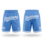 Custom Light Blue White Authentic Throwback Basketball Shorts