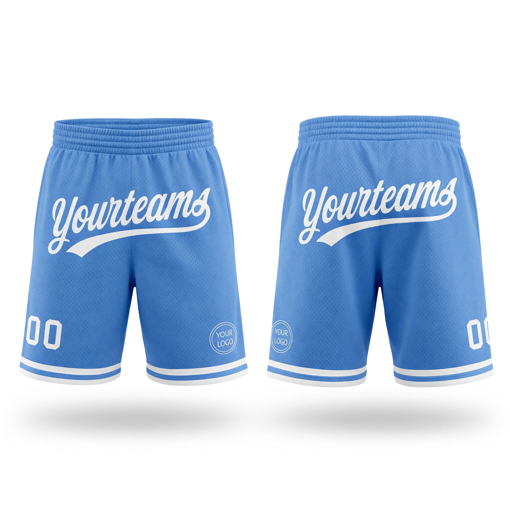 Custom Light Blue White Authentic Throwback Basketball Shorts