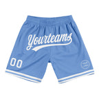 Custom Light Blue White Authentic Throwback Basketball Shorts photo 1