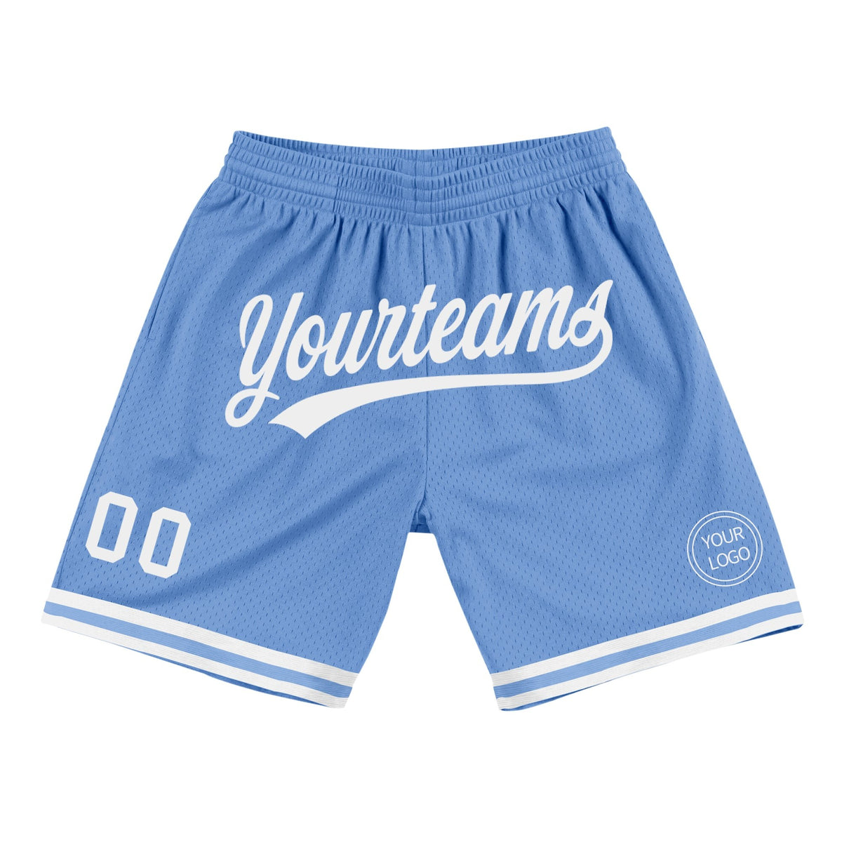 Custom Light Blue White Authentic Throwback Basketball Shorts photo 1