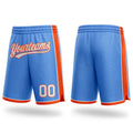 Custom Light Blue White-Orange Authentic Basketball Shorts