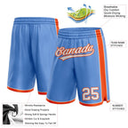 Custom Light Blue White-Orange Authentic Basketball Shorts photo 2