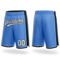 Custom Light Blue White-Black Authentic Basketball Shorts