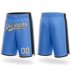 Custom Light Blue White-Black Authentic Basketball Shorts