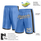 Custom Light Blue White-Black Authentic Basketball Shorts photo 2