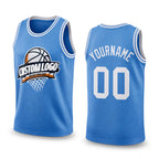 Custom Light Blue White Authentic Throwback Basketball Jersey