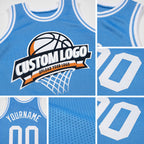 Custom Light Blue White Authentic Throwback Basketball Jersey detail
