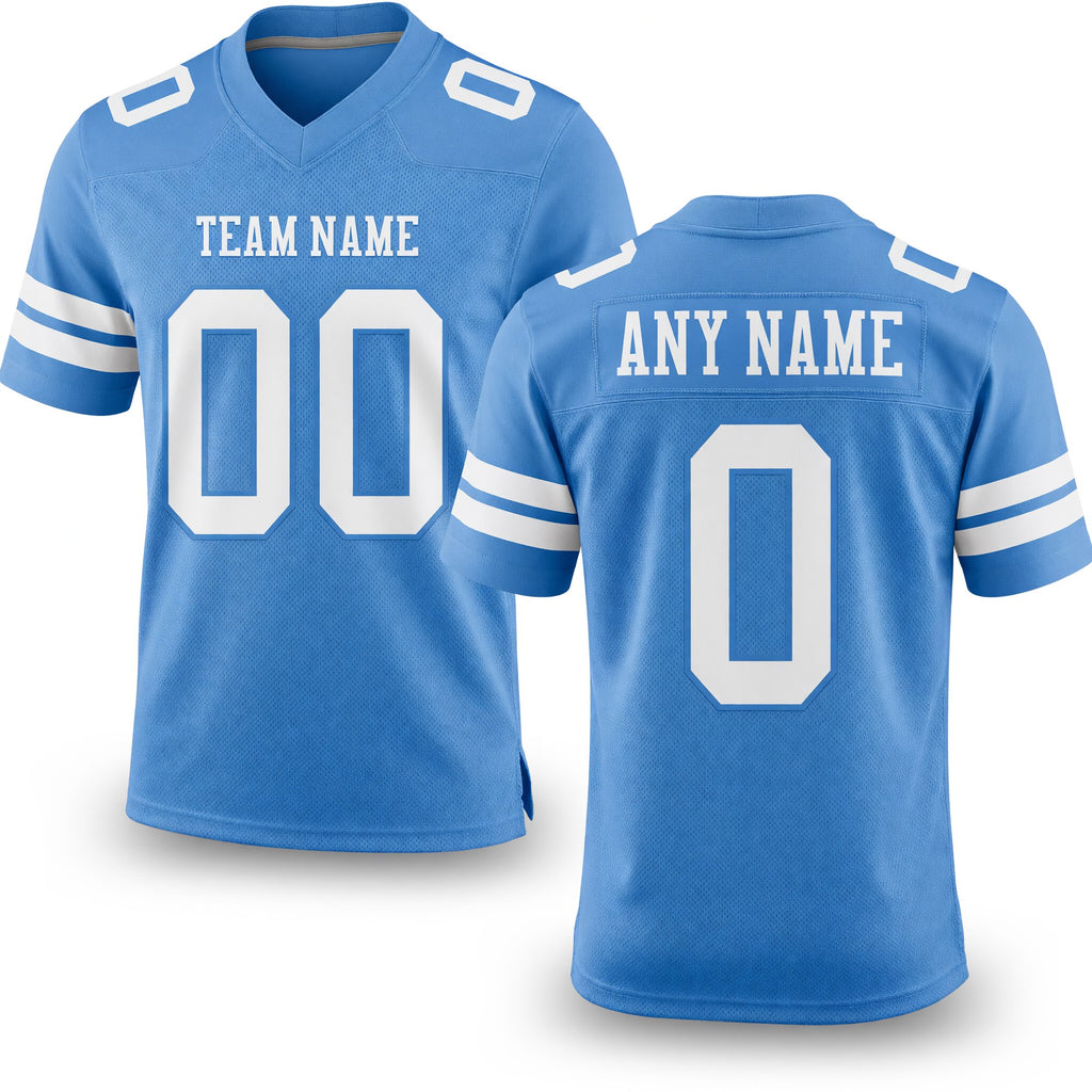 Custom Light Blue White Authentic Football Jersey