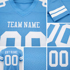 Custom Light Blue White Authentic Football Jersey detail