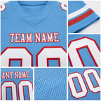 Custom Light Blue White-Red Authentic Football Jersey detail