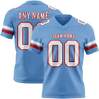 Custom Light Blue White-Red Authentic Football Jersey photo 1