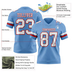 Custom Light Blue White-Red Authentic Football Jersey photo 3