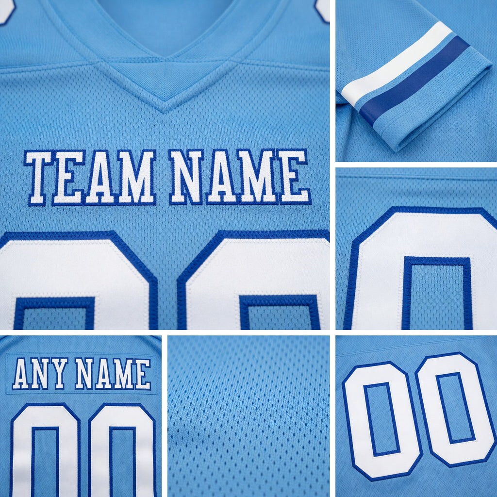 Custom Light Blue White-Royal Authentic Football Jersey detail