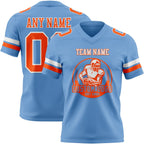 Custom Light Blue Orange-White Authentic Football Jersey photo 2