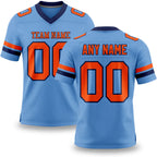 Custom Light Blue Orange-Navy Authentic Football Jersey